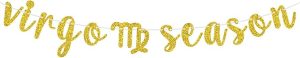 Virgo Season Banner, Happy Birthday Virgo Bunting Sign, Big Virgo Energy, 12 Zodiac Constellation Theme Birthday Party Decoration Supplies, Gold Glitter - Virgo Poster for men