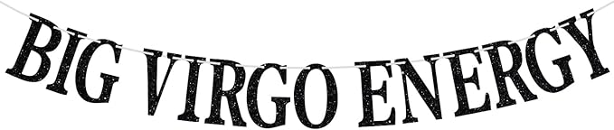 Big Virgo Energy Banner, Virgo Season August/Sept. Birthday Party Decor - 12 Constellation Theme Birthday Party Decorations Supplies, Black Glitter - Virgo Poster for men