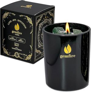 GemFire Organic Scented Crystal Candle - Emerald Gemstone, May Birthstone Gift - Taurus or Gemini Zodiac Sign - Natural Soy Wax & Beeswax - Long-Burn for Aromatherapy, Meditation, Relaxation - Taurus for men