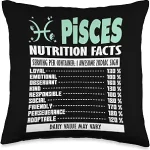 Nutrition Facts - Zodiac Sign Pisces Throw Pillow - Pisces Pillow for men
