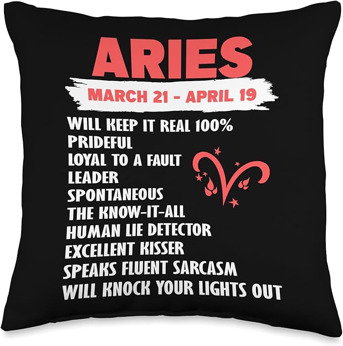 Zodiac Sign Aries Throw Pillow - Aries Pillow for men
