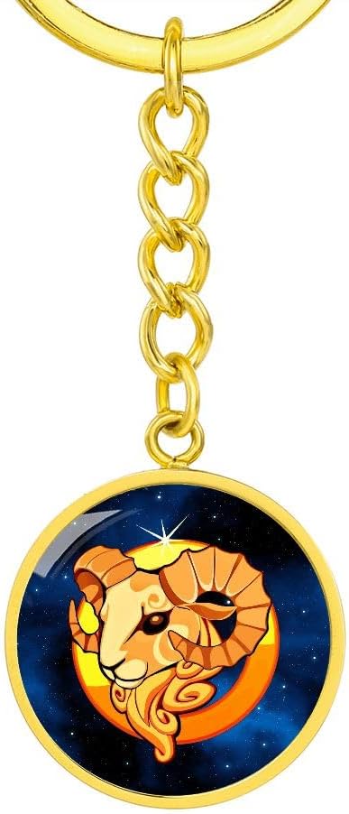Zodiac Sign Aries - Luxury Keychain 18K Yellow Gold Finish - Aries Keychain for men
