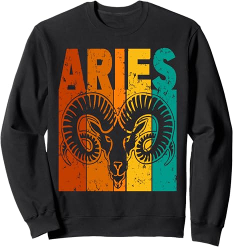 Retro - Zodiac Sign Aries Sweatshirt - Aries Sweatshirt for men
