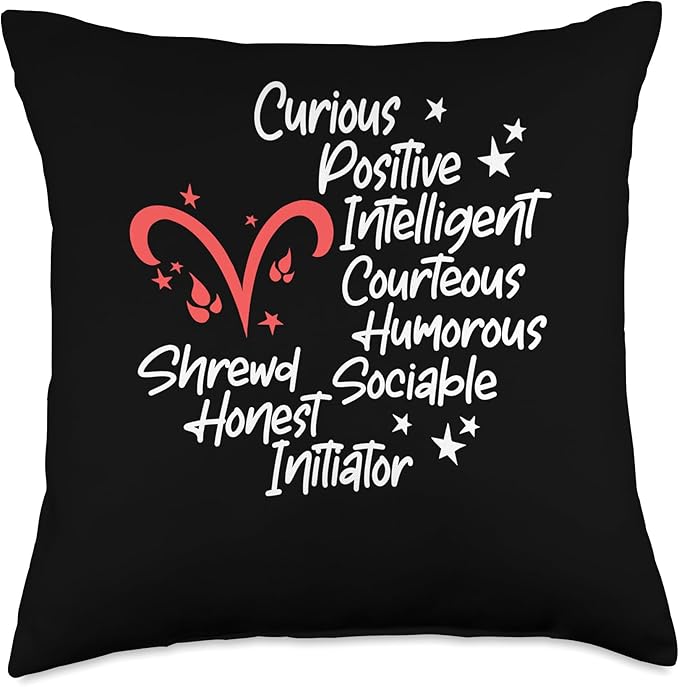 Curious Positive Intelligent - Zodiac Sign Aries Throw Pillow - Aries Pillow for men