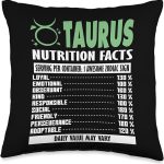 Nutrition Facts - Zodiac Sign Taurus Throw Pillow - Taurus Pillow for men