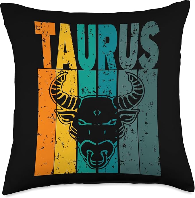 Retro - Zodiac Sign Taurus Throw Pillow - Taurus Pillow for men