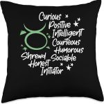 Curious Positive Intelligent - Zodiac Sign Taurus Throw Pillow - Taurus Pillow for men