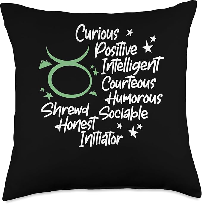 Curious Positive Intelligent - Zodiac Sign Taurus Throw Pillow - Taurus Pillow for men
