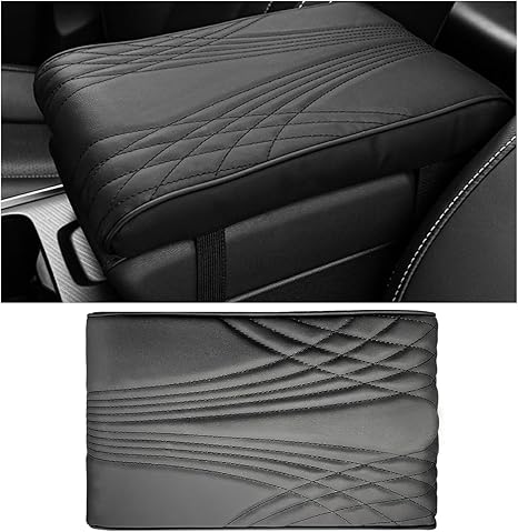 Ziciner Car Center Console Cover, Leather Memory Foam Armrest Cushion Protection Pad, Waterproof Hand Rest Pillow with Height Increase, Universal Accessory for Most Car (Black #Angel) - Aries Car Seat Cover for men