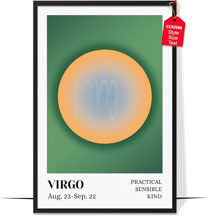 GIFAMI Personalized Zodiac Sign Aura Aesthetic Wall Art Decorations Birthday Gifts - Virgo Poster for men