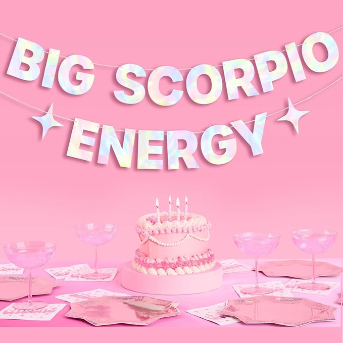 xo, Fetti Big Scorpio Energy Birthday Party Iridescent Foil Banner - 5 Ft. | Zodiac Scorpio, Horoscope, Astrology Bday Party Decorations Gift - Scorpio Products for men