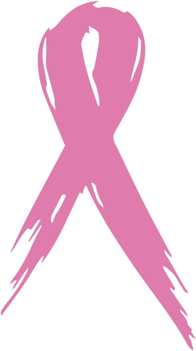 Breast Cancer Awareness Ribbon White Car Window Vinyl Decal Sticker 2.75" x 5" (Soft Pink) - Cancer Car Accessories for men