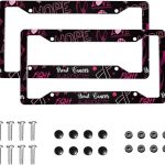 Hope Breast Cancer License Plate Frame 2 Pack License Plate Holder Universal Aluminum License Plate Cover Car Accessories Decor with Screw for Men Women 12.3 x 6.3 Inch - Cancer Car Accessories for men