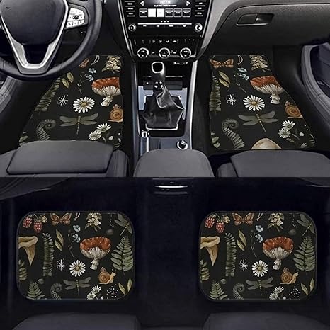 Mushroom Car Floor Mats 4 Pcs All-Weather Car Mats,Waterproof Fit Automotive Floor Carpet for Cars Trucks SUV,Universal Floor Liner Car Accessories - Aries Car Floor Mat for men