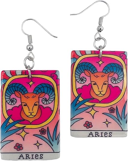 Zodiac Earrings for Women - Constellation Earrings - Double Sided Earrings - Leo, Libra, Capricorn - Aries Earrings for men