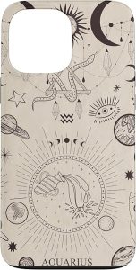 Astrological Planet Celestial Zodiac Sign Aesthetic Aquarius Case for iPhone 13 Pro Max - Aquarius Phone Case for men