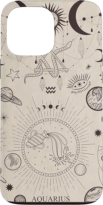 Astrological Planet Celestial Zodiac Sign Aesthetic Aquarius Case for iPhone 13 Pro Max - Aquarius Phone Case for men