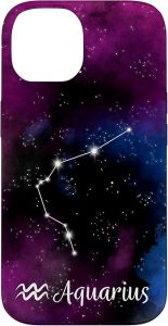 Aquarius Astrology Symbol and Constellation with Nebula Case for iPhone 14 - Aquarius Phone Case for men