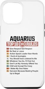 iPhone 14 Pro Max Zodiac Sign Funny Top 10 Rules Of Aquarius Graphic Case - Aquarius Phone Case for men