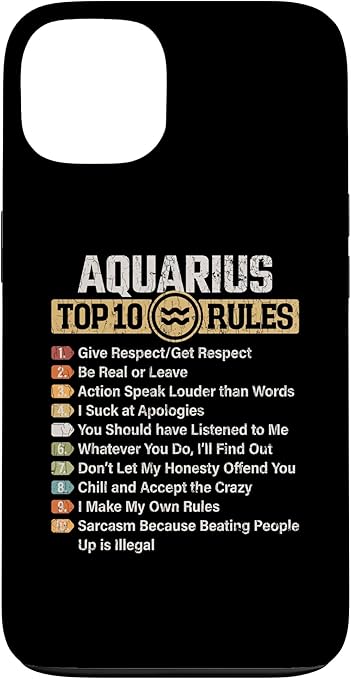 Zodiac Sign Funny Top 10 Rules Of Aquarius Graphic Case for iPhone 13 - Aquarius Phone Case for men