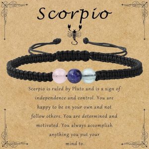 GolbalJew Zodiac Bracelets for Women Healing Crystal Stone 6mm Beads Bracelet Birthday Zodiac Gifts Horoscope Spiritual Bracelet - Scorpio Products for men