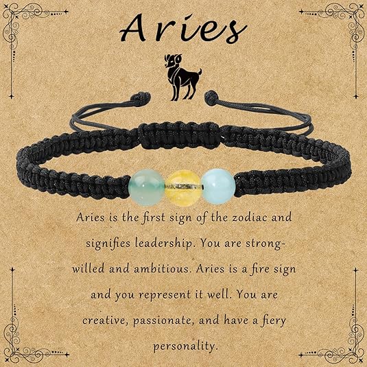 Zodiac Bracelets for Women Healing Crystal Stone 6mm Beads Bracelet Birthday Zodiac Gifts Horoscope Spiritual Bracelet - Aries Bracelet for men
