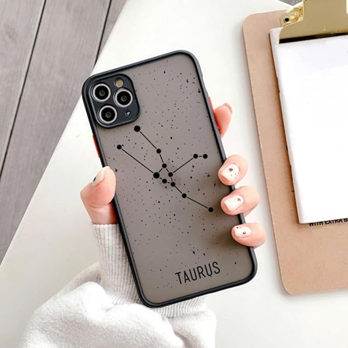 Twelve Constellations Phone Case for iPhone 8 7 Plus SE 2 X XR XS Max Cases for iPhone 11 12 13 14 Pro Max Mini Hard Back Cover,Black Taurus,for iPhone 11 Pro - Taurus Phone Case for men