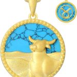 925 Sterling Silver Zodiac Necklaces for Women with Synthetic Blue Turquoise Constellation Pendant 18K Yellow Gold Plated Jewelry for Her - Taurus Products for men