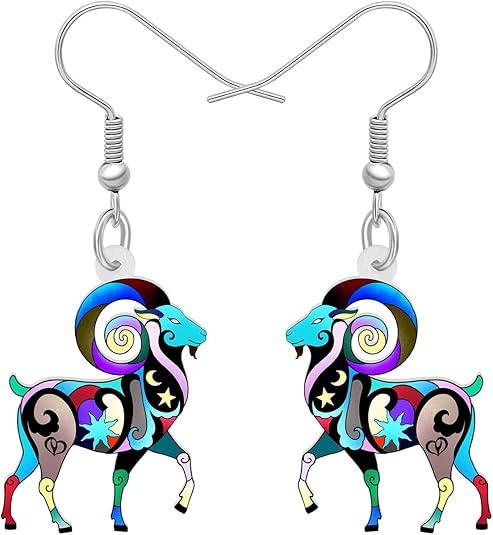 Acrylic Zodiac Sign Earrings Dangle Jewelry Anime Animals 12 Constellation Earrings Gifts for Women Bestie Charms - Aries Ring for men