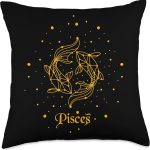 Pisces The Fish Zodiac Sign Constellation Stars Pisces The Fish Zodiac Sign Stars Constellation Tee Throw Pillow, 18x18, Multicolor - Pisces Pillow for men