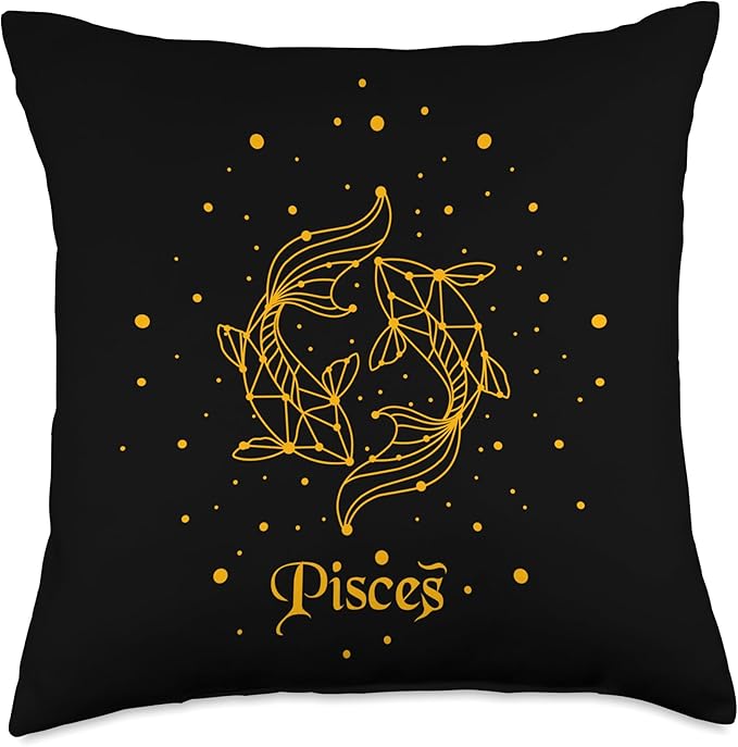 Pisces The Fish Zodiac Sign Constellation Stars Pisces The Fish Zodiac Sign Stars Constellation Tee Throw Pillow, 18x18, Multicolor - Pisces Pillow for men
