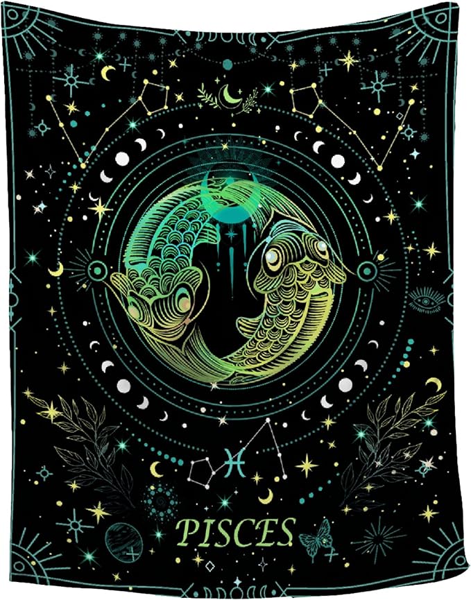 Pisces Constellation Blanket - Zodiac Sign Throw Blanket for Women Men - Astrology Flannel Throw Blanket Astrology Decor - Pisces Zodiac Birthday Gifts,30"x40"-Toddlers/Crib Size - Pisces for men