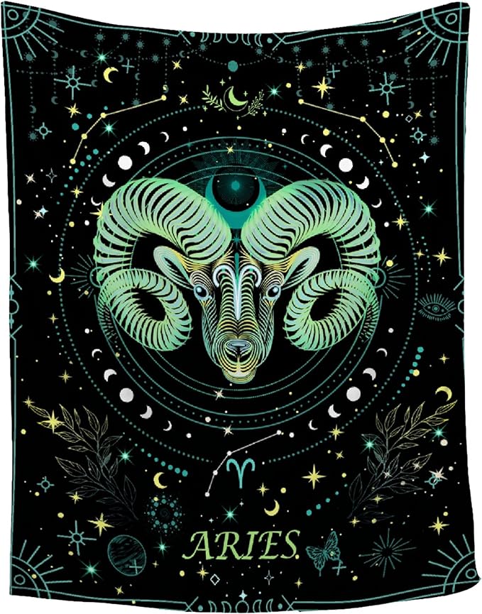 Aries Constellation Blanket - Zodiac Sign Throw Blanket for Women Men - Astrology Flannel Throw Blanket Astrology Decor - Aries Zodiac Birthday Gifts,40"x50"-Kids/Throw Size - Aries Blanket for men