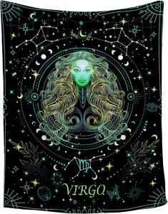 Virgo Zodiac Blanket Virgo Constellation Blanket - Astrology Gifts for Women Men - Zodiac Sign Throw Blanket for Birthday - Astrology Decor for Couch/Bed/Living Room,40"x50"-Kids/Throw Size - Virgo Blanket for men