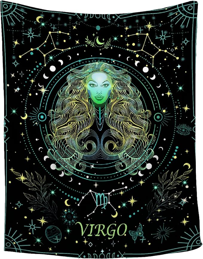 Virgo Zodiac Blanket Virgo Constellation Blanket - Astrology Gifts for Women Men - Zodiac Sign Throw Blanket for Birthday - Astrology Decor for Couch/Bed/Living Room,40"x50"-Kids/Throw Size - Virgo Blanket for men