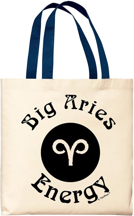 Big Zodiac Energy Choose Your Zodiac Sign Small Canvas Tote Bag - Aries Canvas for men