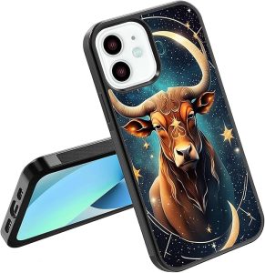 Phone Case Cover Compatible with iPhone SE 7 8 X XR 11 12 13 14 Plus Mini Pro Max Silicone Style Shockproof - Star Signs Stars Moon Universe Taurus - Taurus Phone Case for men
