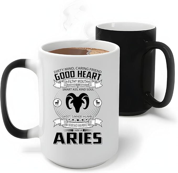 Aries Zodiac Sign Mug Gift Birthday Astrology Horoscope 11oz 15oz Color Changing Mug - Aries Mug for men