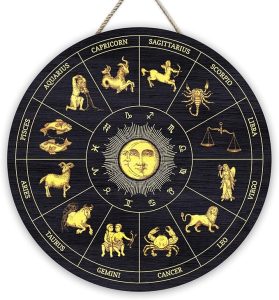 Zodiac Sign Wood Plaque Wall Art Decor, Horoscope Gifts For Her, Astrological Gifts, Aries Taurus Gemini Cancer Leo Virgo Libra Scorpius Sagittarius Capricorn Aquarius Pisces (04) - Pisces Home Decor for men
