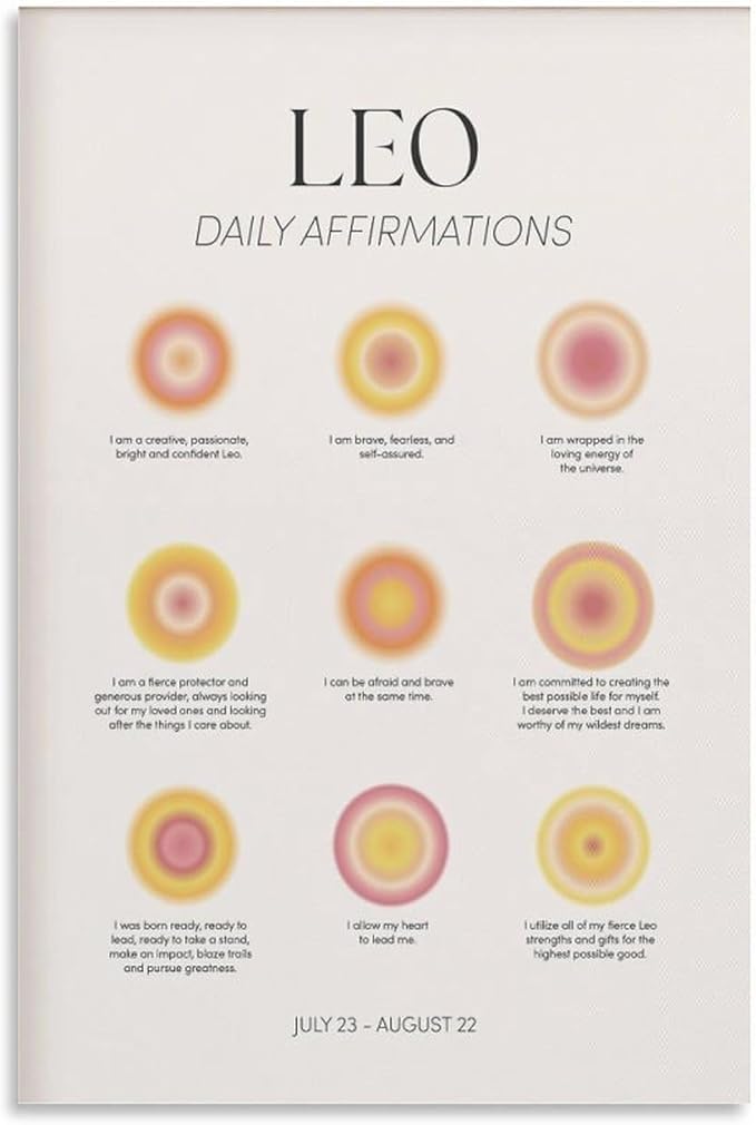 Leo Zodiac Print, Leo Zodiac Art Print, Leo Zodiac Gifts, Zodiac Wall Art Printable, Leo Zodiac Sign Poster Canvas Artwork Prints Rustic Farmhouse Decorations for Living Room Bathroom Bedroom 12x18inc - Leo Canvas for men