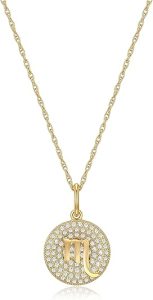 MORGAN & PAIGE .925 Sterling Silver 14K Yellow Gold Plated Cubic Zirconia Zodiac Sign Pendant Necklaces for Women - Zodiac Sign Silver Necklace for Women, Hypoallergenic Jewelry for Her, 18" - Scorpio Accessories for men