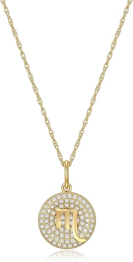 MORGAN & PAIGE .925 Sterling Silver 14K Yellow Gold Plated Cubic Zirconia Zodiac Sign Pendant Necklaces for Women - Zodiac Sign Silver Necklace for Women, Hypoallergenic Jewelry for Her, 18" - Scorpio Accessories for men