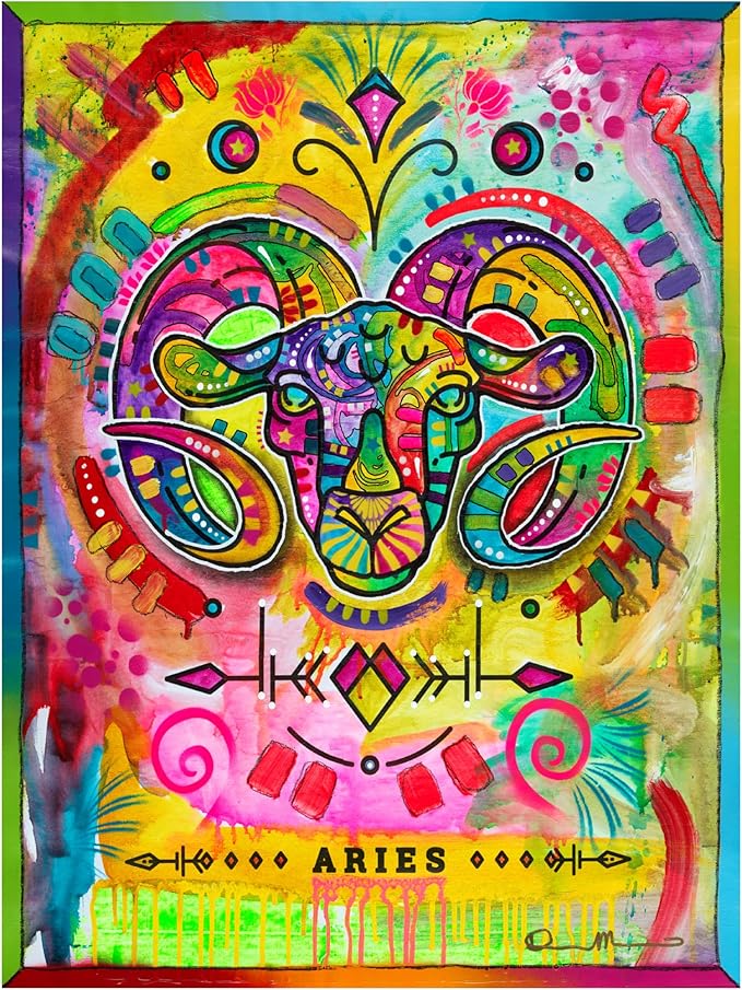 Trademark Fine Art Canvas Wall Art - Dean Russo 'Aries' Wall Art for Living Room, Bedroom, or Office Décor 14 x 19 Inches - Aries Canvas for men