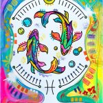 Trademark Fine Art Canvas Wall Art - Dean Russo 'Pisces' Wall Art for Living Room, Bedroom, or Office Décor 18 x 24 Inches - Pisces Canvas for men