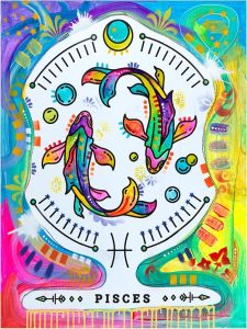 Trademark Fine Art Canvas Wall Art - Dean Russo 'Pisces' Wall Art for Living Room, Bedroom, or Office Décor 18 x 24 Inches - Pisces Canvas for men