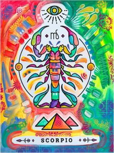 Trademark Fine Art Canvas Wall Art - Dean Russo 'Scorpio' Wall Art for Living Room, Bedroom, or Office Décor 18 x 24 Inches - Scorpio Canvas for men