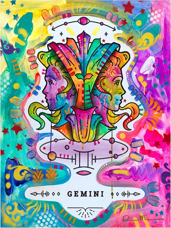 Trademark Fine Art Canvas Wall Art - Dean Russo 'Gemini' Wall Art for Living Room, Bedroom, or Office Décor 35 x 47 Inches - Gemini Canvas for men