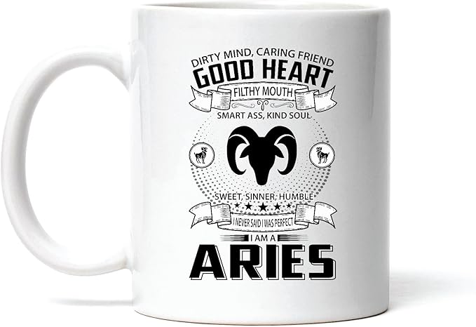 Aries Zodiac Sign Mug Gift Birthday Astrology Horoscope 11oz 15oz White Coffee Mug - Aries Mug for men