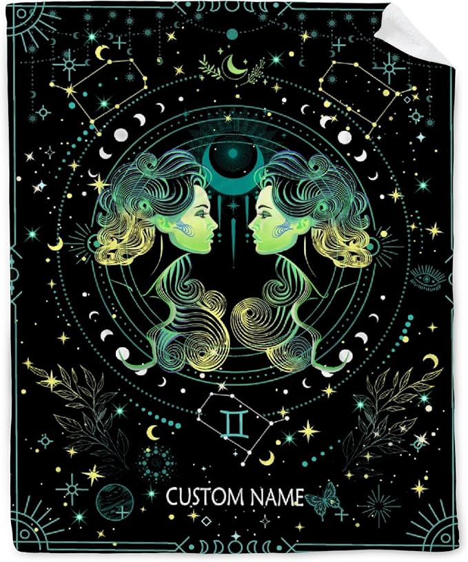 Custom Gemini Blanket | Personalized Constellation Blanket Gifts | Astrology Decor Flannel Blanket | Personalized Gifts Astrology Blanket for Birthday Christmas | 30"x40"-Toddlers/Crib Size - Gemini Blanket for men