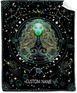 Custom Virgo Blanket | Personalized Constellation Blanket Gifts | Astrology Decor Flannel Blanket | Personalized Gifts Astrology Blanket for Birthday Christmas | 50"x60"-Teens/Travel Size - Virgo Blanket for men